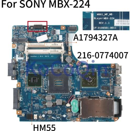 KoCoQin laptop Motherboard For SONY MBX-224 M961 1P-0106501-8011 A1794327A HM55 Mainboard