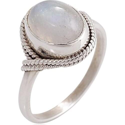 Fashion Pink White Opal Stone Ring for Women Girls Simple Boho Moonstone Finger Rings Wedding Party Charming Jewelry Gift