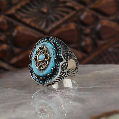 Turquoise Gemstone 925 K Silver Men 'S Ring