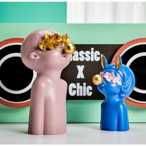 NORDIC BLOWING BUBBLE GIRL BOY RESIN ORNAMENTS HOME LIVINGROOM TABLE FIGURINES CRAFTS HOTEL OFFICE DESKTOP ACCESSORIES DECOR ART