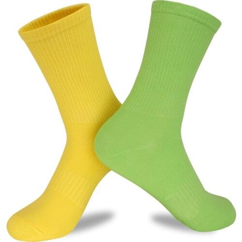 Candy Color Basketball Socks Women Men Mid Calf Solid Color Grips Skateboard Football Cycling Socks Sports Socks Non-slip Health