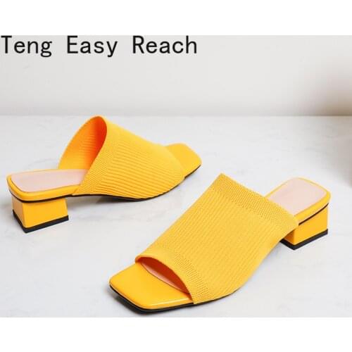 2021 New Women Summer Slides High Quality Weave Open Toe Thick heel Casual Slipper Leisure Sandal Female Beach Flip Flops