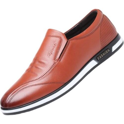 12887 New Spring 2019 Leather Shoes Soft Leather Shoes Top Leather Father Shoes Casual Soft Soles Light Mens Shoes