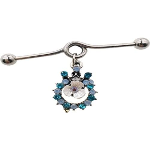 New arrival pink scaffold barbells 1 Pair surgical Stainless Steel big cross dangle industrial barbell piercing