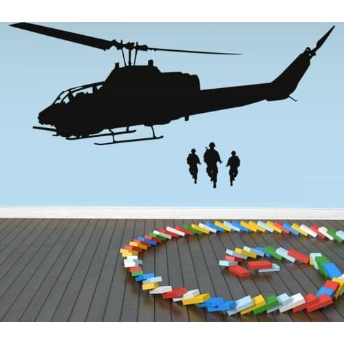 Huge Aircraft Silhouette Cool Fashion Wall Sticker Vinyl Art Boys Room Decorative Wall Decals Army Helicopter Wall Decor W-932