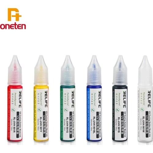 RELIFE UV Curing Solder Resist Oil RL-UVH 901 For PCB BGA Circuit board repair Green Welding Flux 10cc phone repair tools