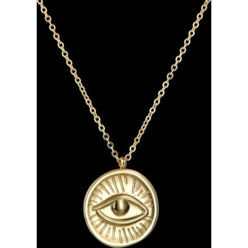 Retro Devils Eye Necklaces Pendants Brief Fashion Western European Stainless Steel Circle Make Old Lucky Charm Pendant Necklace
