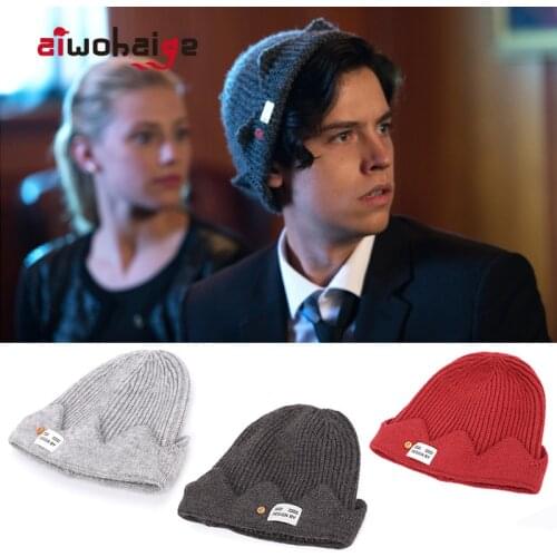 2020 New High Quality Winter Riverdale Jughead Jones Cosplay Knit Beanie Women Men Topic Exclusive Crown Hat Wool Soft Cap