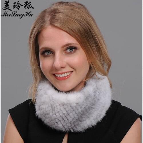 Girl Real Mink Fur Scarf Handmade Stretch Genuine Fur Neck Decoration Winter Warm Women Fashion Natural Fur Ring Scarves