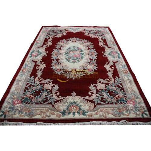 Hand Made French Savonnerie Wool Rug Livingroom Mandala Area Runner Wool Knitting Carpets