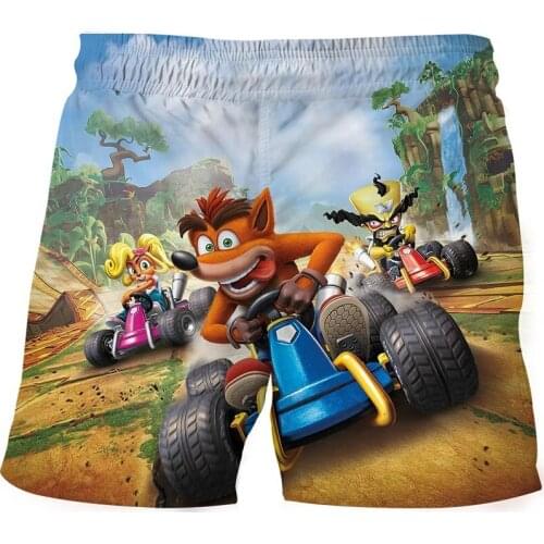 Newest Cartoon Game Crash 3D Shorts Children Quick-dry Beach Shorts of the Wolf Casual Fashion Fhorts For 4-14 Years Boys Teen