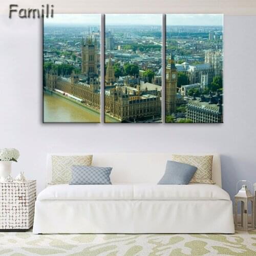 Modern Decorative Home Decor Picture 3 Piece Large London City Landscape Canvas Painting Pictures Modular picture