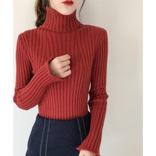 High Neck Sweater Pullovers Female Autumn Winter Fashion Long Sleeve Split Cuff Thick Warm Jumper Women Turtleneck Sweater