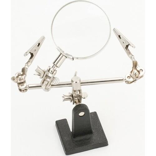 3 In 1 Magnifying Glass With Metal Auxiliary Clip Magnifier Soldering Solder Iron Stand Holder Station Inspection Repair Tool