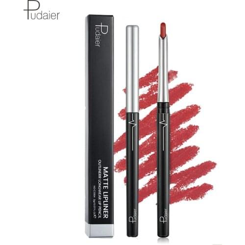 Pudaier 17 color lip pencil Waterproof Lipstick pen ultra-lightweight lip liner makeup long lasting lipliner tin of sexy make up