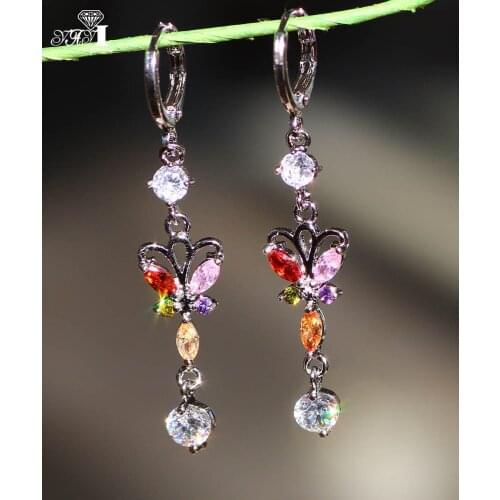 YaYI Jewelry Fashion Princess Cut long Multi-color Zircon Silver Color long Ear Earrings wedding Party Earrings Gifts 15