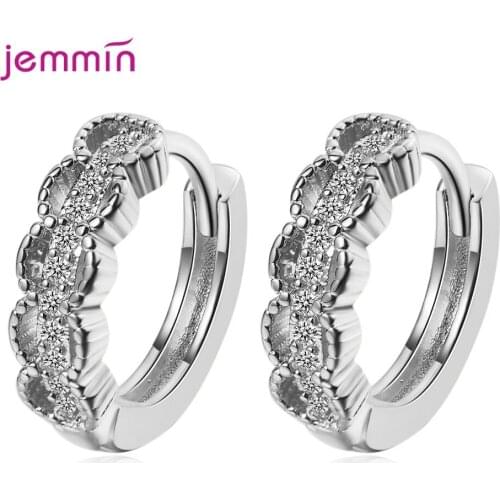 Korean Round Irregular Hoop Earrings For Women White Geometric Female 925 Sterling Silver Earring Wedding Fashion Jewelry