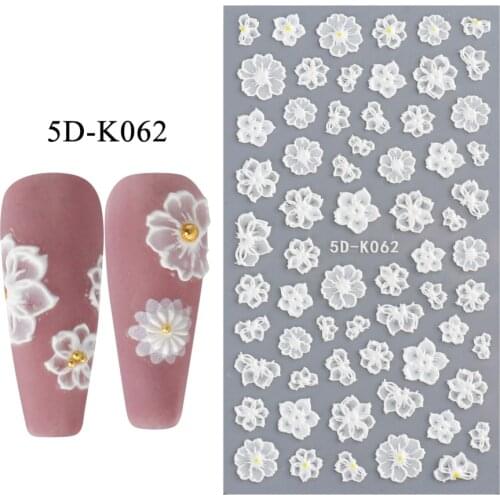 1PCS 5D Acrylic Engraved Nail Sticker Slider Embossed Vine Geometric Elegant Nail Art Decorations Gel Nail Decals Design NF5D-K