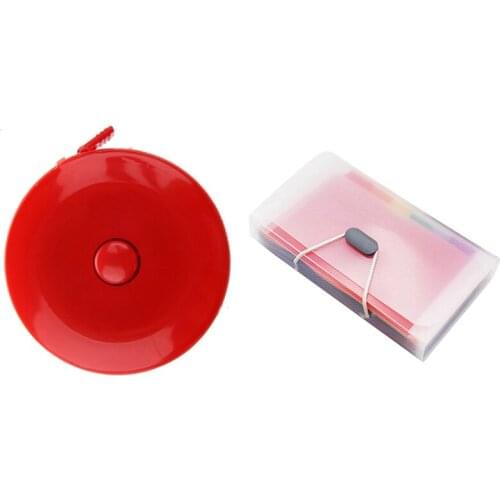 1 Pcs Retractable DressmakerS Tape Measures 60 Inch/150cm & 1 Pcs Office A6 Expanding File Folder Wallet Organ Bag