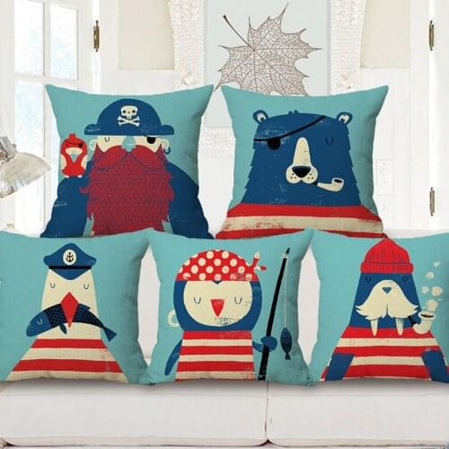 18\" Home Cotton Linen Bed Room Gifts Single Sides Printing Waist Cushion Throw Pillow Case Square Cover