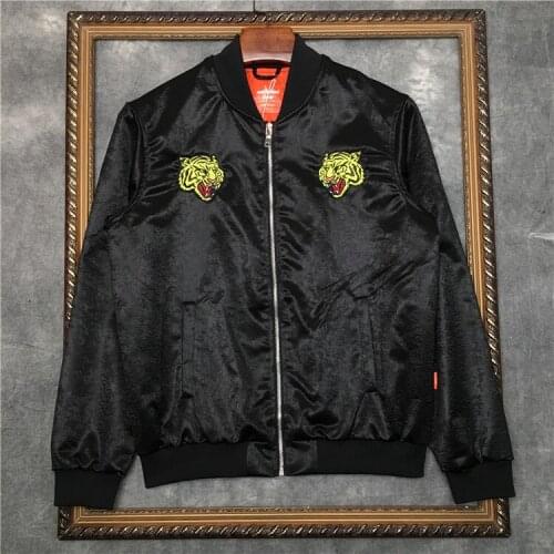 2020 luxury Men New Rib Sleeve Embroidery Tiger Head High couple Baseball Coats & Jackets Abstract digital coat Motor #N208