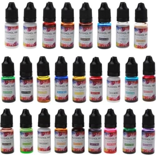 26 Vibrant Color High Concentrated Alcohol-Based Ink Pigment Epoxy Resin Paint Colour Dye Great for Resin Coaster Making 1XCA