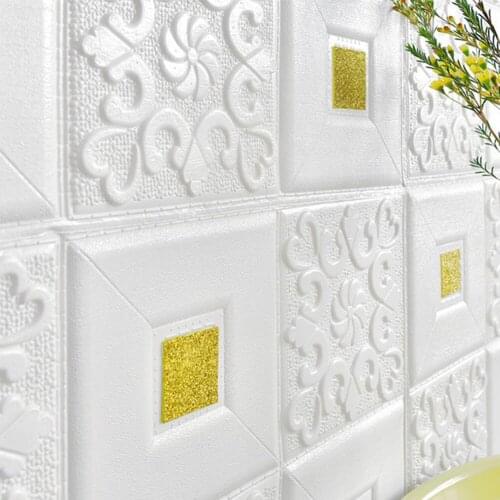35*35cm Bright 3D Wall Sticker Imitation Brick Bedroom Decor Waterproof Self-adhesive Wallpaper for Living Room TV Backdrop Deco