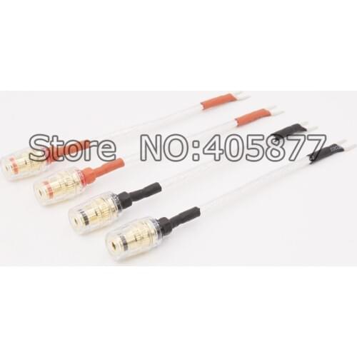 Free shipping 4pcs 150mm OFC silver plated jump cable audio speaker cable connector cable with Y spade to binding post