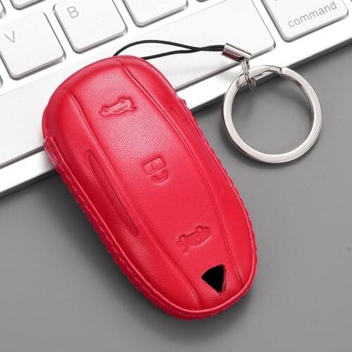 4D Car Geunine Leather Key Cover Case For Tesla Model S Model X Model 3