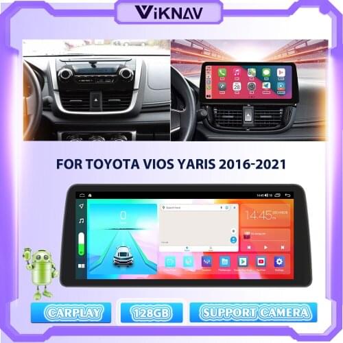 2 Din Car Radio 128G For TOYOTA VIOS YARIS 2016-2021 Wireless WIFI GPS Navigation Stereo Multimedia Player Head Unit Car Radio