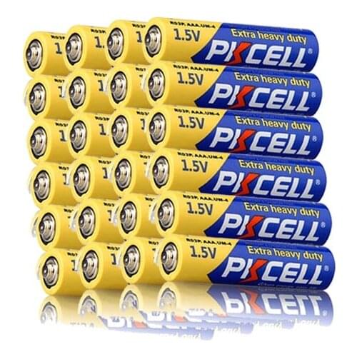 24pcs PKCELL AAA primary 1.5v R03P battery Zinc Carbon Batteries Dry battery UM4 MN2400 3A For Clock Digital Thermometer Gun