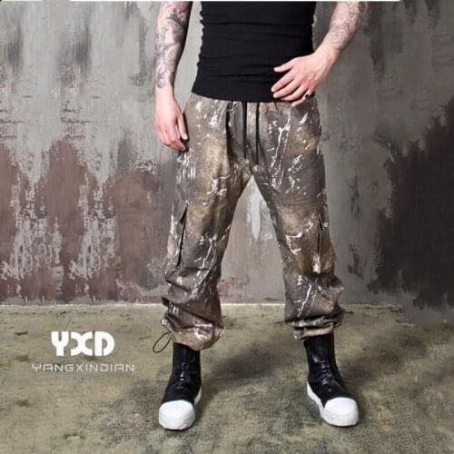 Mens Cargo Pants For Men Harajuku Hip Pop Camo Pants Man Baggy Casual Tie Dye Printing Camouflage Streetwear Joggers Trousers