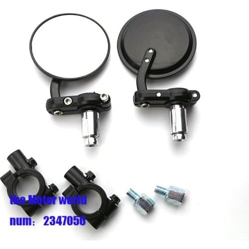 1 pair black round Motorcycle Mirror Bar End Rearview Mirrors Motor Handlebar Ends Side Mirrors Moto Motorcycle parts