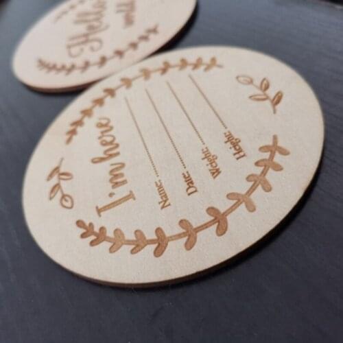 Wooden Milestone Cards Growth Commemorative Handmade Baby Birth Monthly Recording Card Newborn Shower Gift