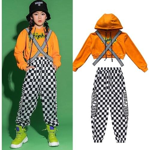 Children Jazz Costume Hiphop Girls Sweatshirt Croped Tops Hoodie Jogger Pants Kids Child Ballroom Jazz Dance Performance Clothes