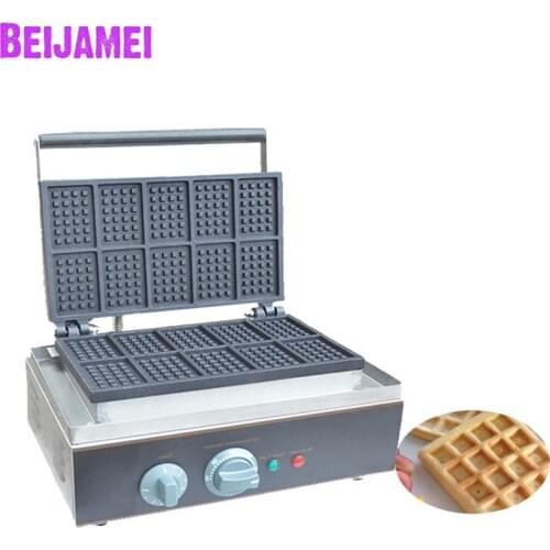 BEIJAMEI Electric 1 head 10 pieces Waffle Maker Machine Industrial Commercial Square Waffle Making Machines For Sale