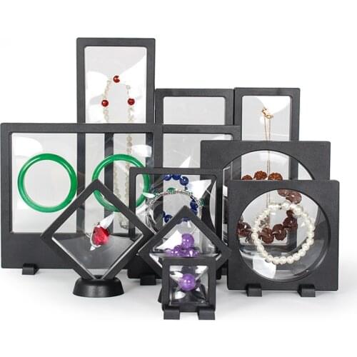 Hot Selling Wholesale Floating Frame Film Bracelet Bracelet Necklace Plastic Transparent Jewelry Box Display Simple Portable
