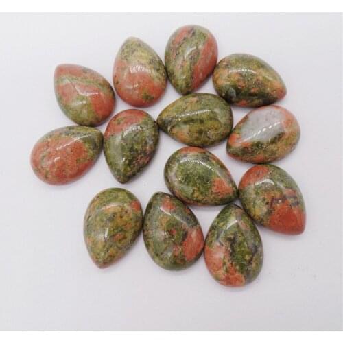 20Pcs 18x13mm Natural Green Unakite Jasper Teardrop Cab Cabochon For DIY Jewelry Making Necklace Accessories Boutique Gift