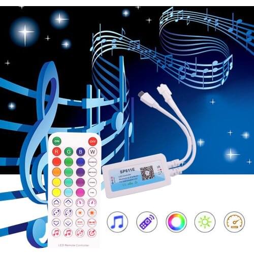 WS2812B LED Strip Light Controller SP611E RGB Smart Music Bluetooth IR For WS2812 SK6812 WS2811 Addressable Led RGB Tape Strip
