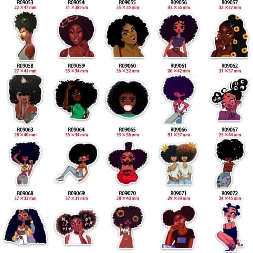 Beautiful Black Girl Character Flatback Planar Resin Printed for Hair Bows DIY 10pcs/lot R0905