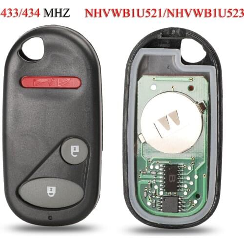 Kutery Remote Car Key For Honda For Civic 2001 -2005 2+1Buttons 433/434Mhz NHVWB1U521/NHVWB1U523 Keyless Go
