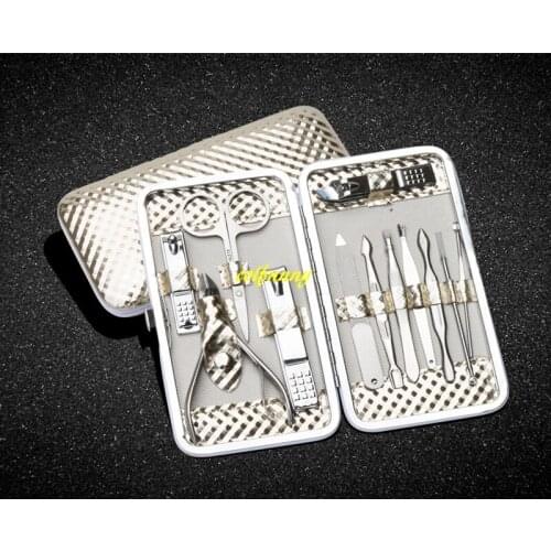 20sets 12 in 1 Stainless Steel Pedicure Manicure Set Gold box Nail Clipper Scissors Tweezer Cutter Clip For Wedding Party gift