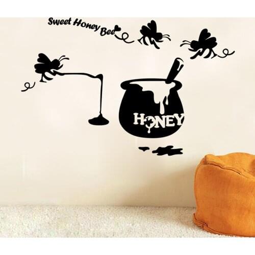 Sweet homey bee vinyl wall decals home decor kids room bedroom diy mural removable wall stickers