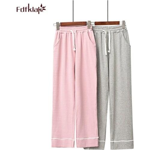 Fashion New Sleepwear Pant Women Autumn Winter Bottoms Cotton Long Pajamas Pants Wide Leg Pant Womens Lounge Wear Trousers