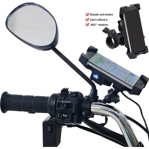 Motorcycle Charger Handlebar Bike Mobile Cell Phone Mount Holder Support Bicycle Silicone for 3.5-6"Moto equipment USB Charge df