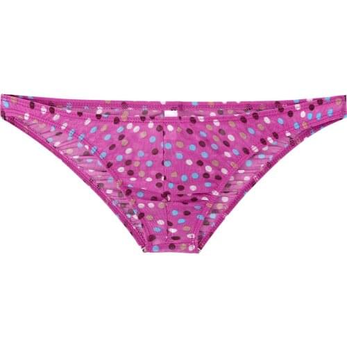 Mens Sexy Lingerie Bottoms Fashion Printed See-through Mesh Swimwear Briefs Low Rise Elastic Waistband Underpants Underwear