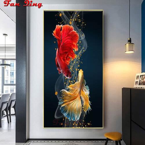 5D Diamond Embroidery Kits DIY Full Square Round Rhinestone Painting Fish Mosaic Cross Stitch Handmade Gift