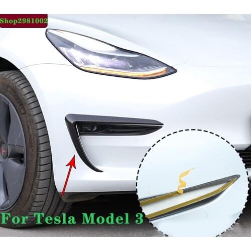Model 3 Tesla Car Front Blade Trim for Tesla Model 3 Accessories Abs Carbon Fiber Black White Car Accessories Tesla Model Three
