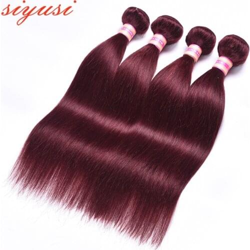 99j Cheap Colored Brazilian straight Hair 3 OR 4 Bundles Dye Burgundy Bundles Deals Smooth Human Hair Red Remy Hair