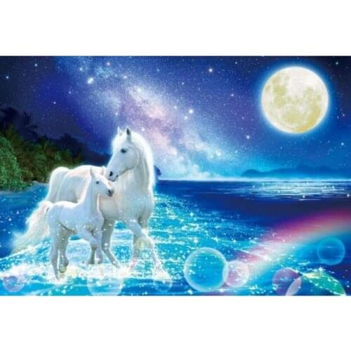 New Full square/Round drill Diamond embroidery Water white horse 5D DIY diamond Painting Cross Stitch Rhinestone Mosaic L389